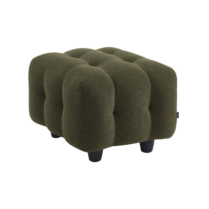 Pouf. module pour canapé. repose-pieds pour canapé 2 places en bouclette texturée kaki L 69 x P 59 x H 48cm - Leon