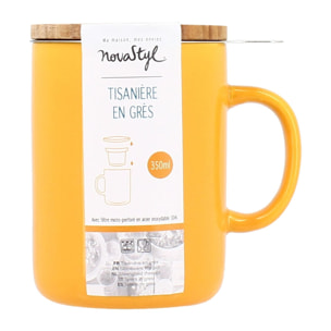 Tisanière en grès jaune avec couvercle en bois 350ml ANNA