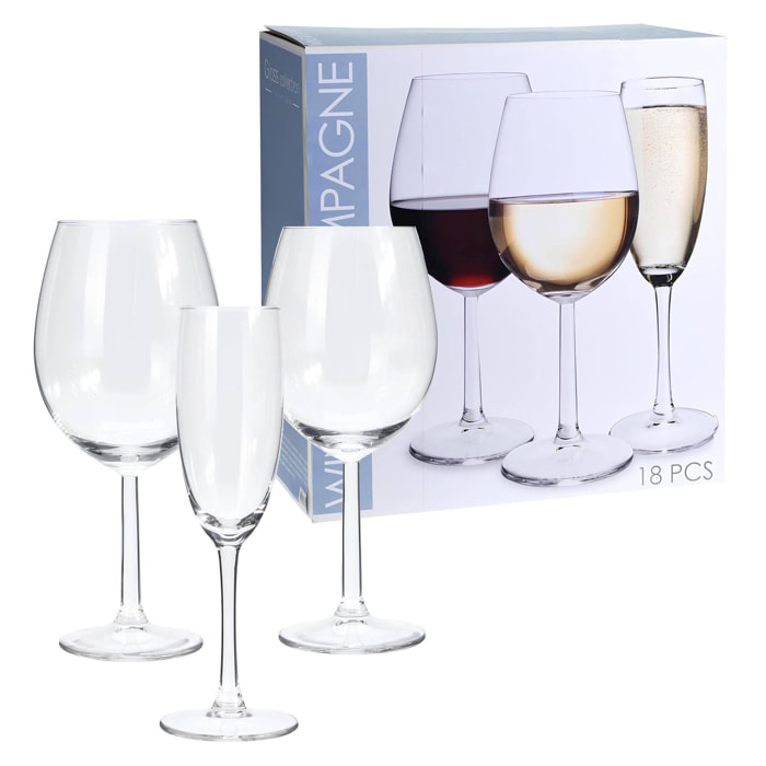 set de 18 copas de vino y champagne
