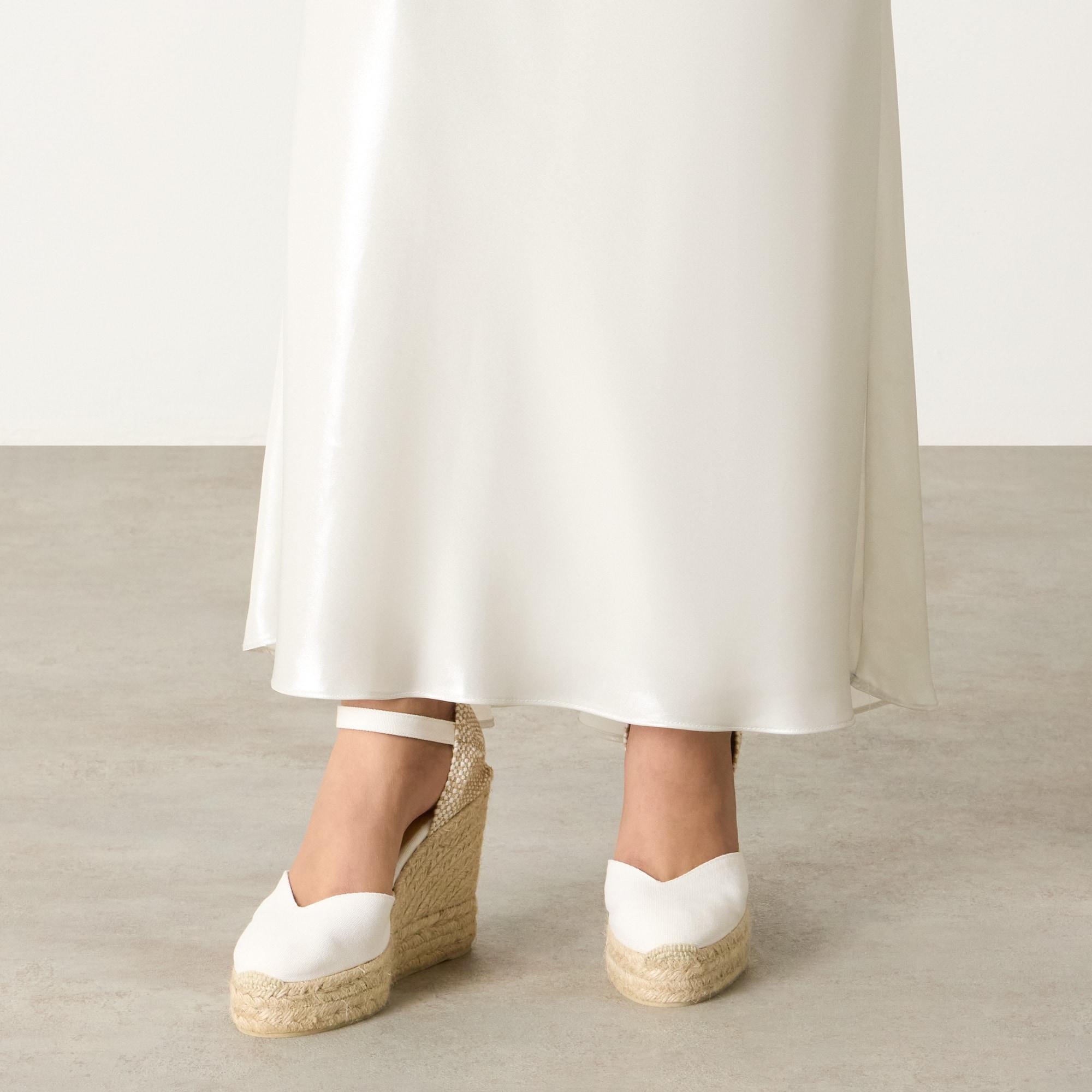 Alpargatas de cuña de mujer Chiarita en algodón orgánico, cierre lateral de pulsera con hebilla metálica