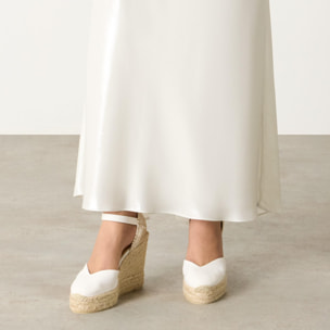 Alpargatas de cuña de mujer Chiarita en algodón orgánico, cierre lateral de pulsera con hebilla metálica