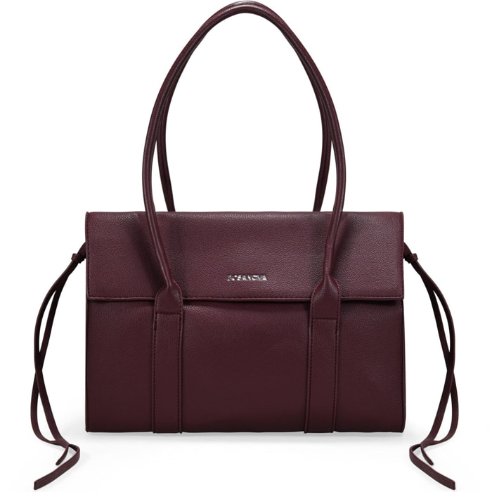 Bolso de hombro burdeos con solapa