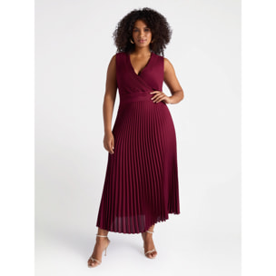 Fiorella Rubino - Vestido plisado con escote en pico - Burgundy