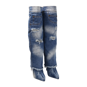 Stivali denim jeans, tacco 10,5 cm