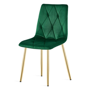 Set di 2 sedie Libra in velluto verde smeraldo e gambe oro