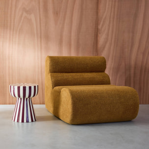 Table d'appoint. bout de canapé. table de chevet. acier émaillé rayures bicolore. violet et blanc. Ø34 x H41cm