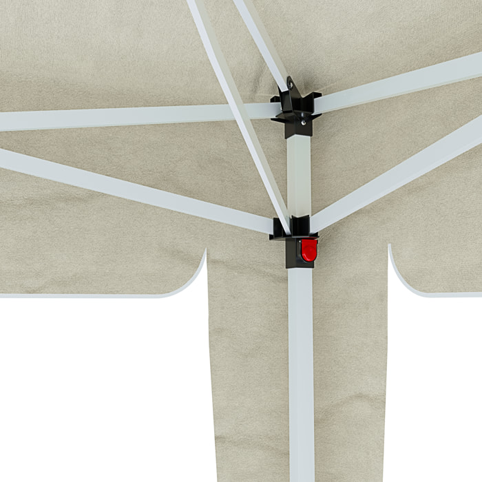 Gazebo Pieghevole Impermeabile 3 x 3 M Da Giardino Con 4 Sacche Pesi Sacca Trasporto Chiusura Fisarmonica Struttura Acciaio Copertura 160 gr/m² Beige