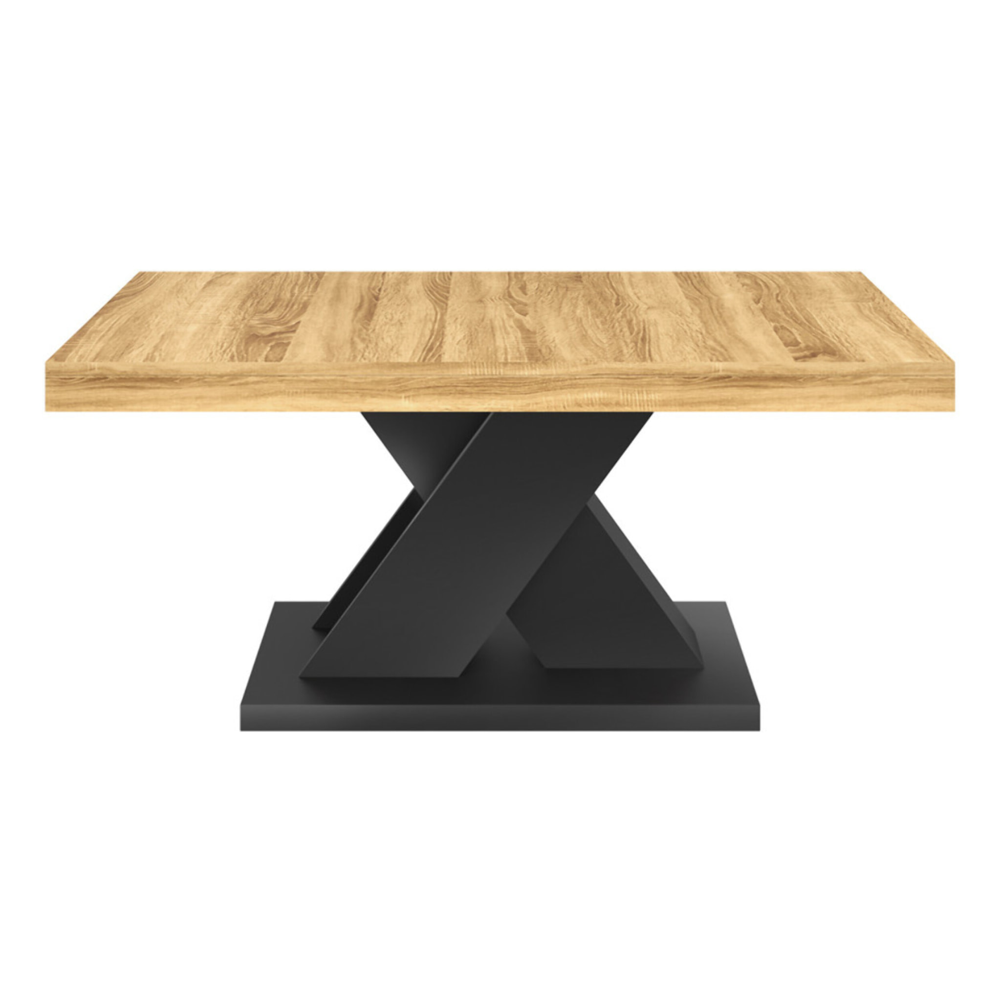 Table basse Alexia pieds croisés bois et noir