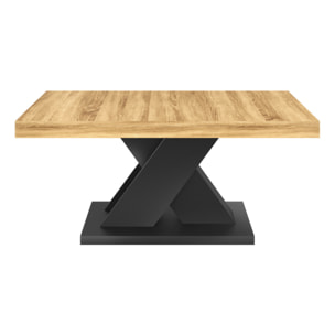 Table basse Alexia pieds croisés bois et noir