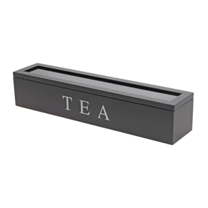 caja de té en mdf con 6 compartimentos color negro