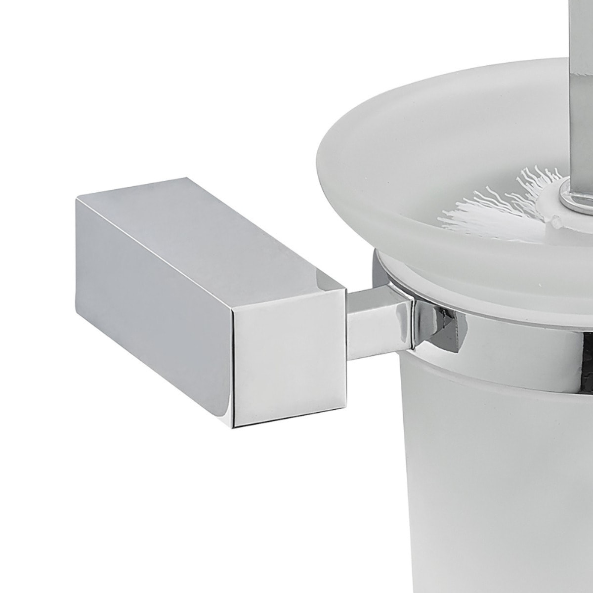 Multi brosse WC en verre dépoli, chrome (ELE37)