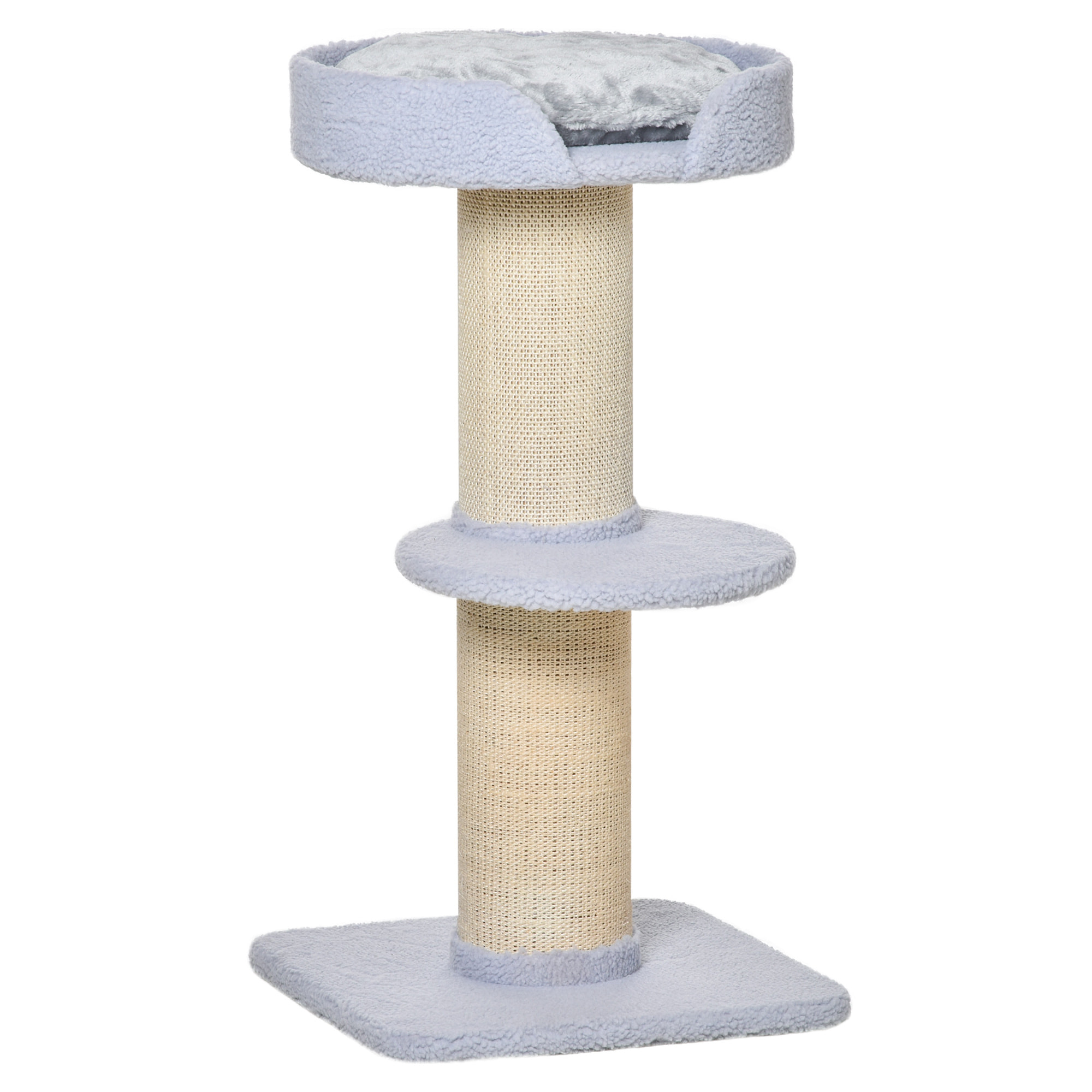 Arbre à chat avec griffoir centre d'activités 2 plateformes coussin bleu