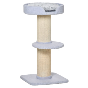 Arbre à chat avec griffoir centre d'activités 2 plateformes coussin bleu