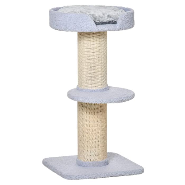 Arbre à chat avec griffoir centre d'activités 2 plateformes coussin bleu