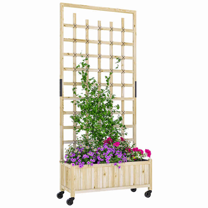 Jardinière treillis haut H.186 cm mobile bois sapin pré-huilé