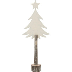 J-Line décoration Sapin De Noël + Etoile - fer/bois - blanc cassé - large