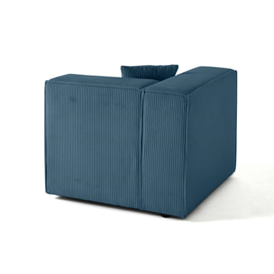 Arty - module d'assise gauche - en velours côtelé - Bleu