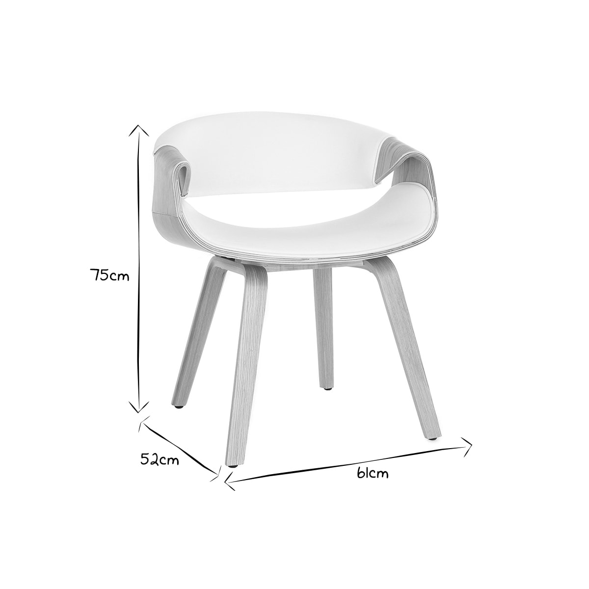 Chaise design blanc et bois clair ARAMIS