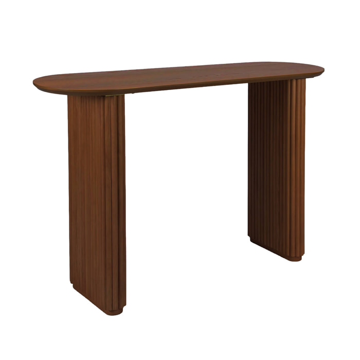 Console ovale bois d'hévéa placage chêne GABRIELLE