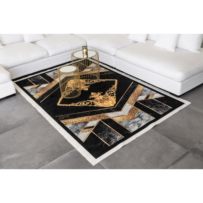 Stampa - tapis de salon lavable à motif, noir