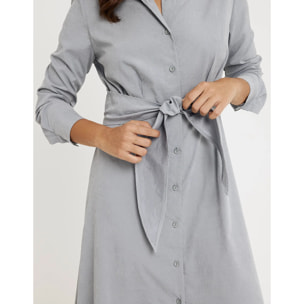 Vestido Largo Camisero Gris - Verona