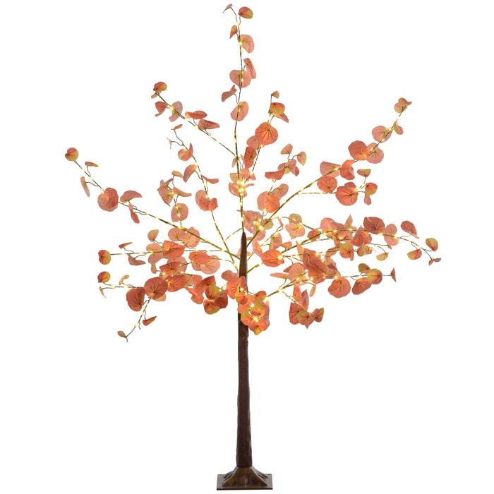 Árbol de Eucalipto Otoñal Artificial 150 cm Lámpara de Árbol con 245 Luces LED y Base Decoración Navidad para Interiores y Exteriores Naranja