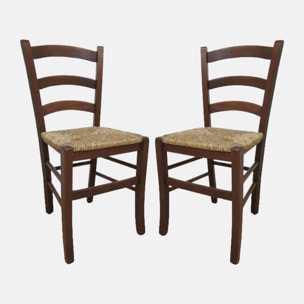 Set di 2 Sedie classiche in legno, per sala da pranzo, cucina o salotto, Made in Italy, cm 44x45h87, Seduta h cm 43, colore Noce