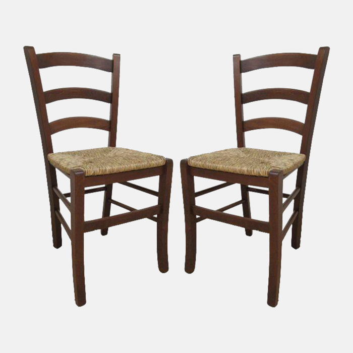 Set di 2 Sedie classiche in legno, per sala da pranzo, cucina o salotto, Made in Italy, cm 44x45h87, Seduta h cm 43, colore Noce