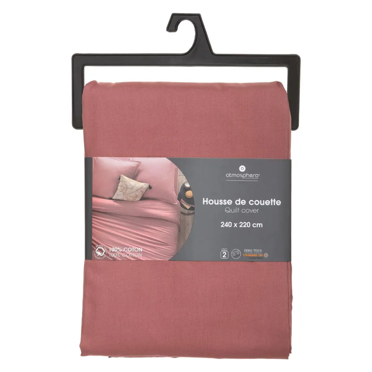 Housse de couette "Carina" coton rose blush 240x220cm