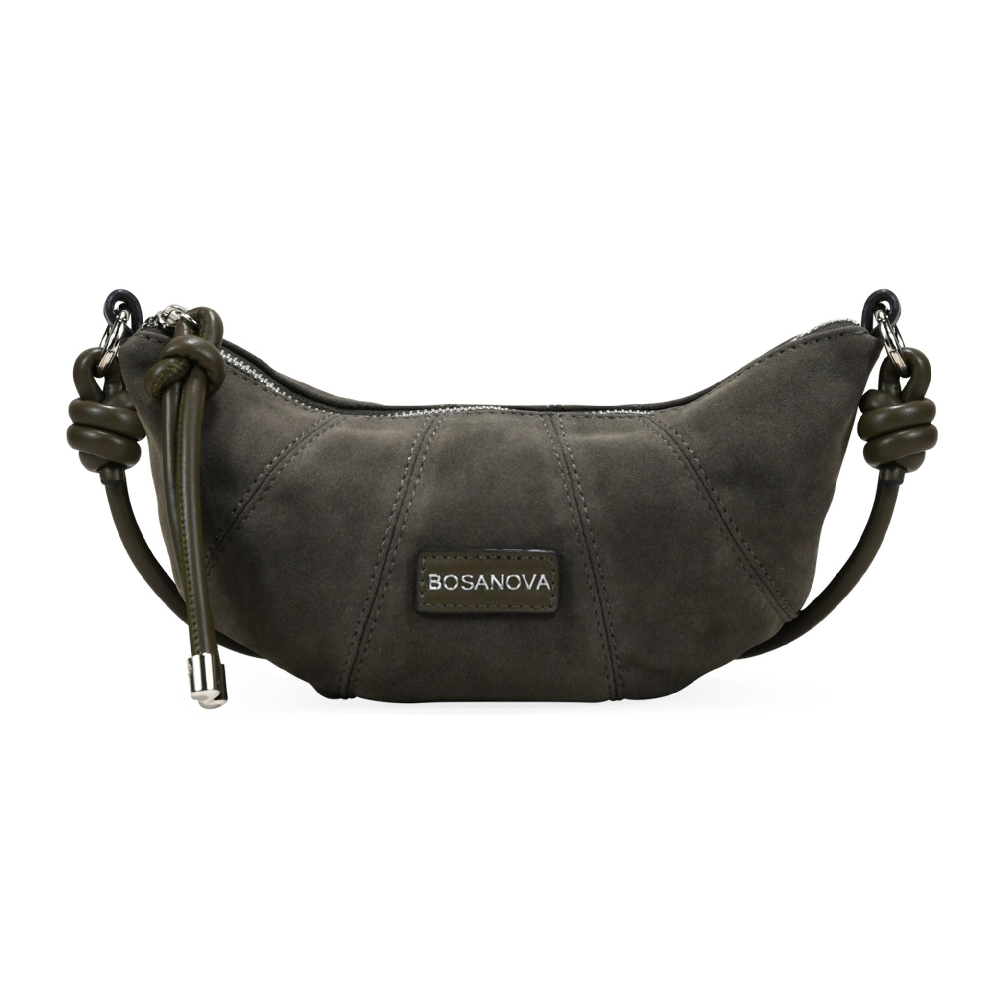 Bolso bandolera gris verdoso pequeño con cremallera