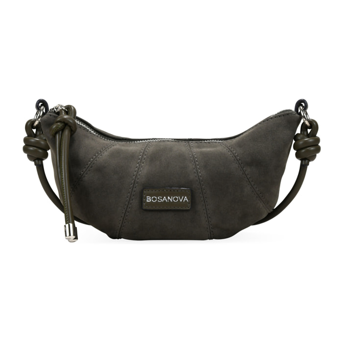 Bolso bandolera gris verdoso pequeño con cremallera