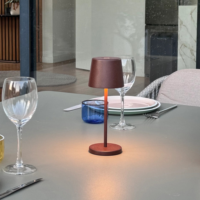 6 Lampes de table MINI KELLY Rouille H22cm + base de chargement