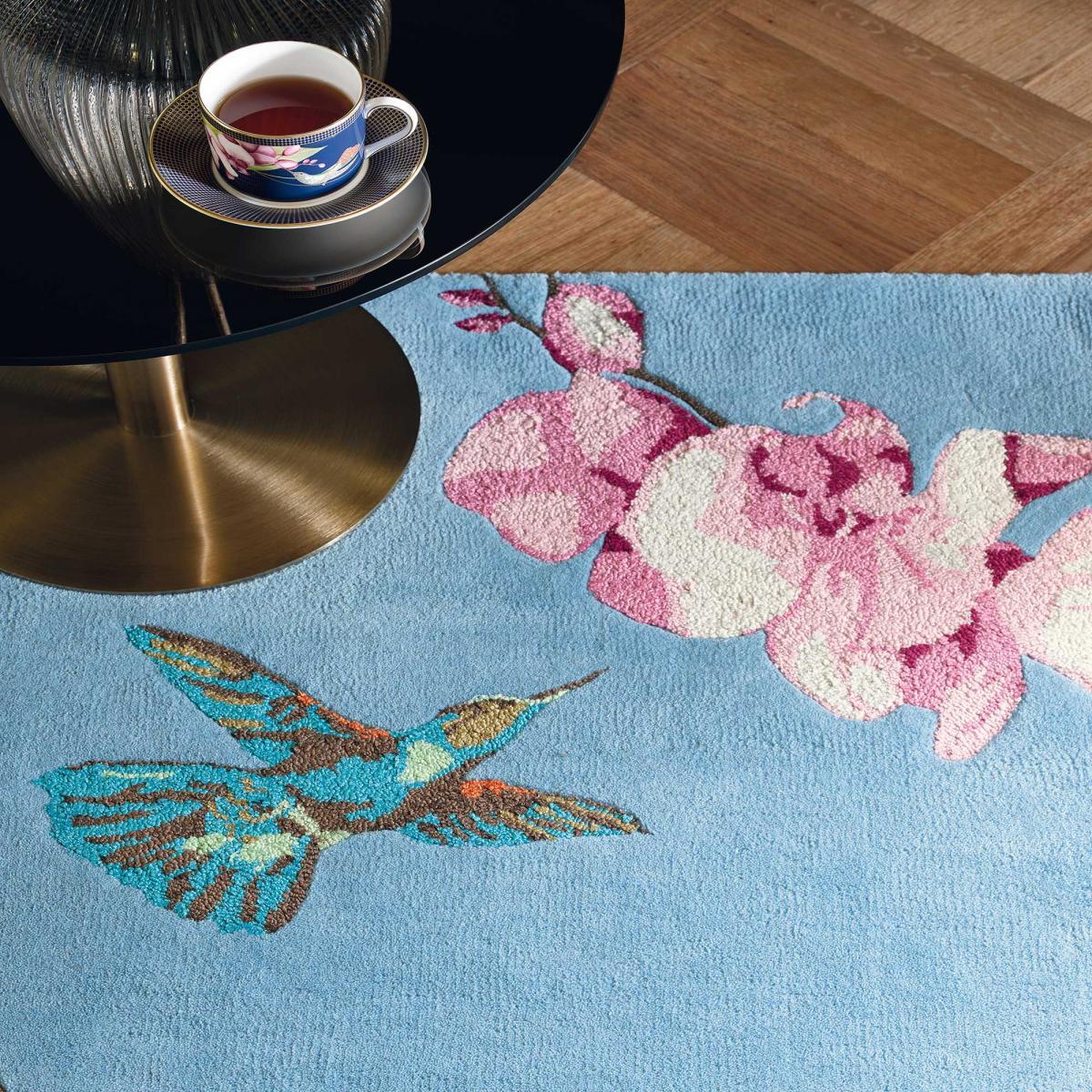 Tapis salon et chambre fait à la main en laine motif floral VAMA