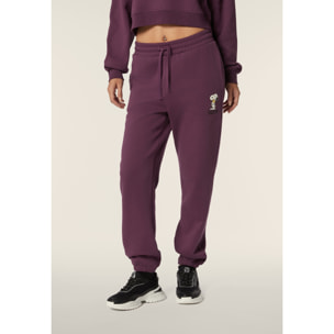 Pantalone jogger donna in felpa con piccola stampa Snoopy