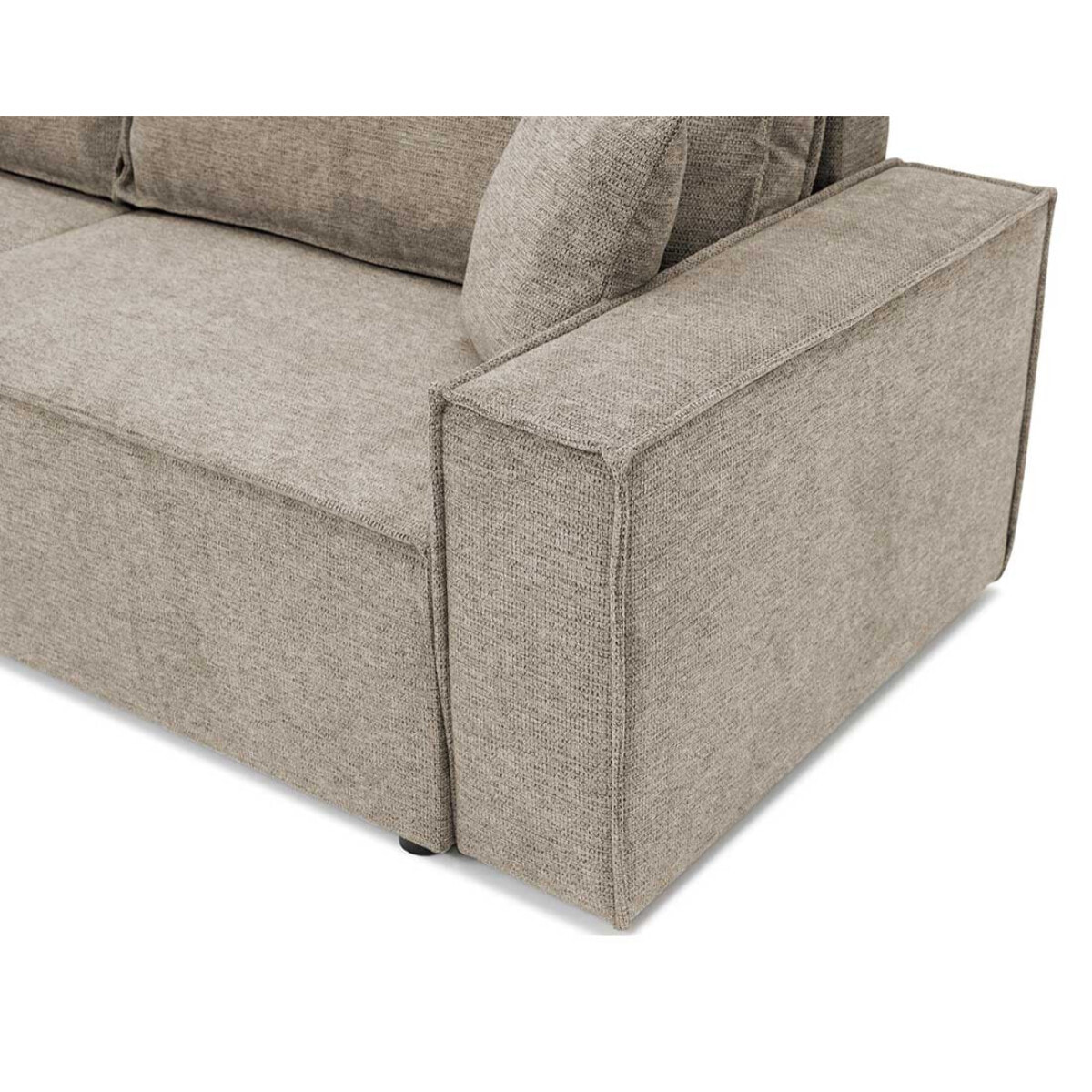 Cezanne - Canapé droit 3 places convertible avec coffre en tissu texturé - Gris clair