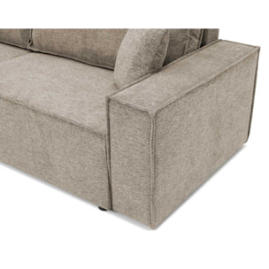Cezanne - Canapé droit 3 places convertible avec coffre en tissu texturé - Gris clair