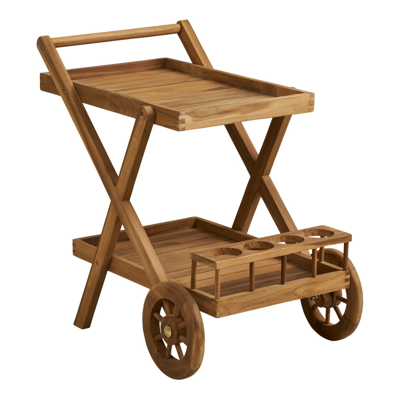 Carrello da servizio Pasaku in teak naturale 86×50×81 cm