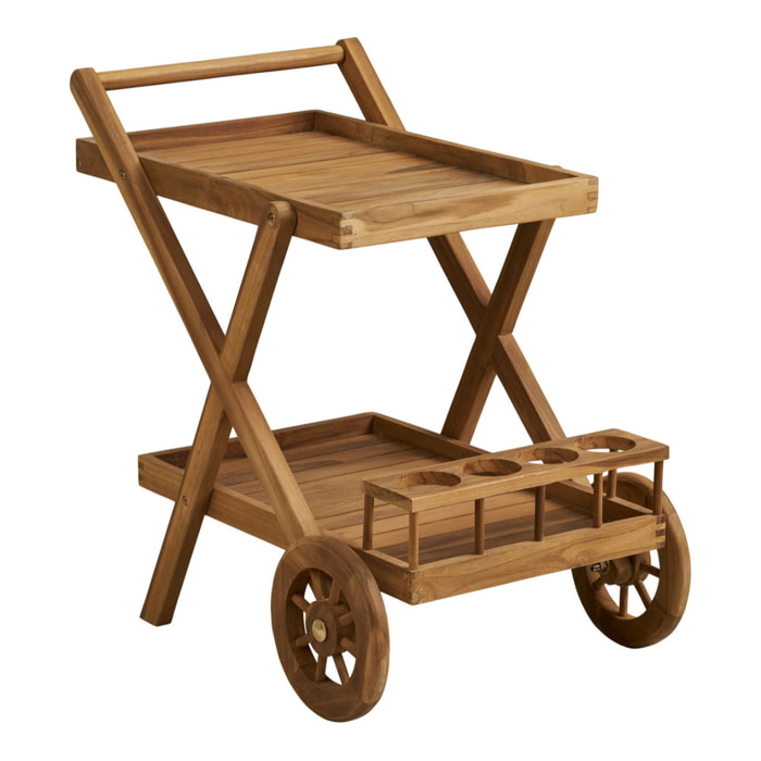 Carrello da servizio Pasaku in teak naturale 86×50×81 cm