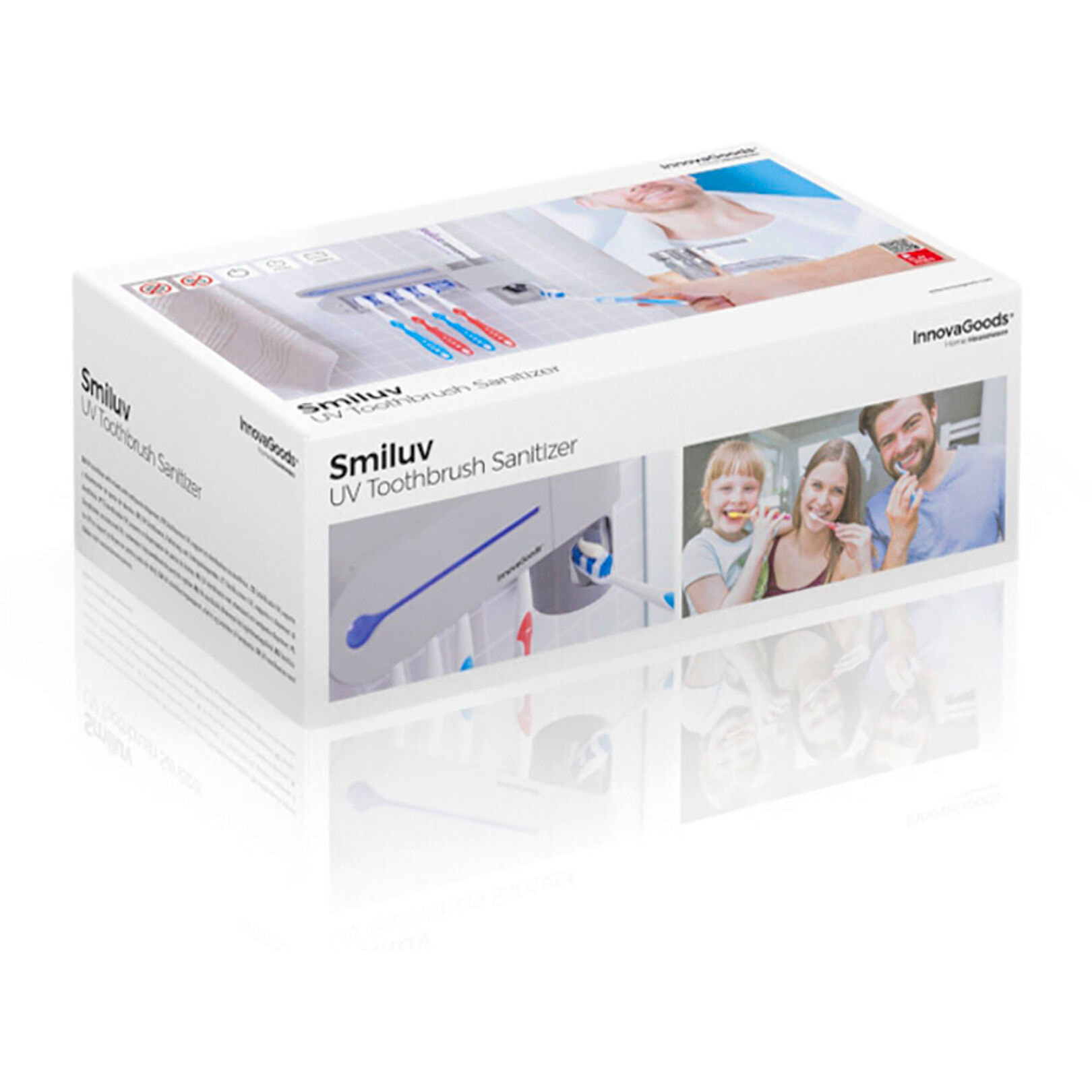 Stérilisateur Brosse à Dents UV avec Support et Distributeur de Dentifrice Smiluv InnovaGoods