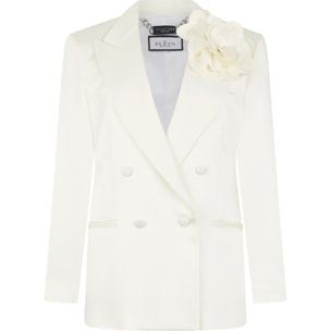 PHILIPP PLEIN Double-Breasted Satin Blazer Roses