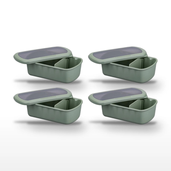 Lot de 4 Lunchbox Vertes à compartiment réglable Fackelmann Storage