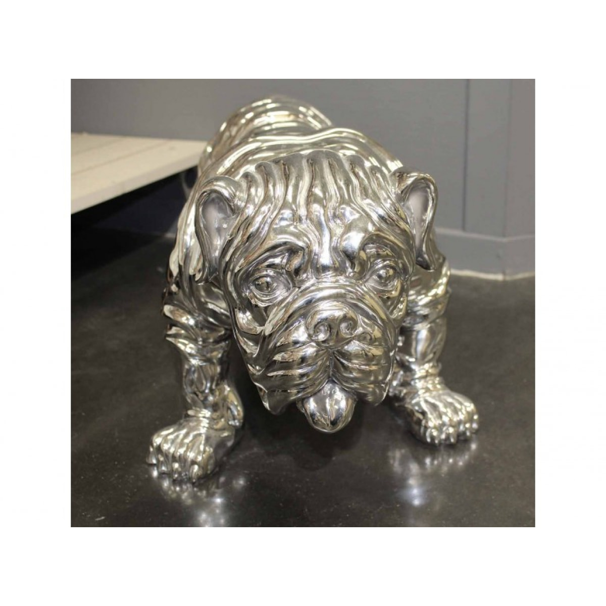 Statue bulldog décoration argentée H42cm - DOGARGEN