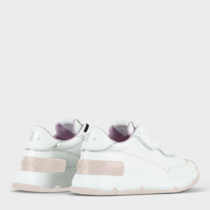 SNEAKER MUJER P06 DE PIEL Y PIEL EFECTO ESPEJO BLANCO PLATA