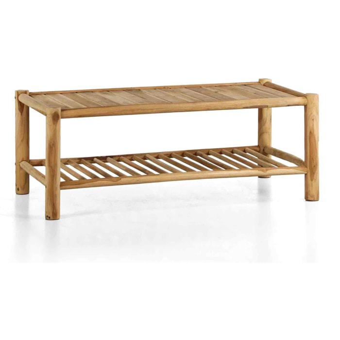 Tavolino basso da giardino in legno di teak naturale 120x60cm - Shein
