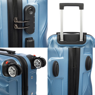 DAM Maleta de cabina Trolley en material ligero de ABS de alta resistencia. Cerradura numérica y 4 ruedas dobles extraíbles y giratorias 360°. 37x24x56 Cm. Color: Azul