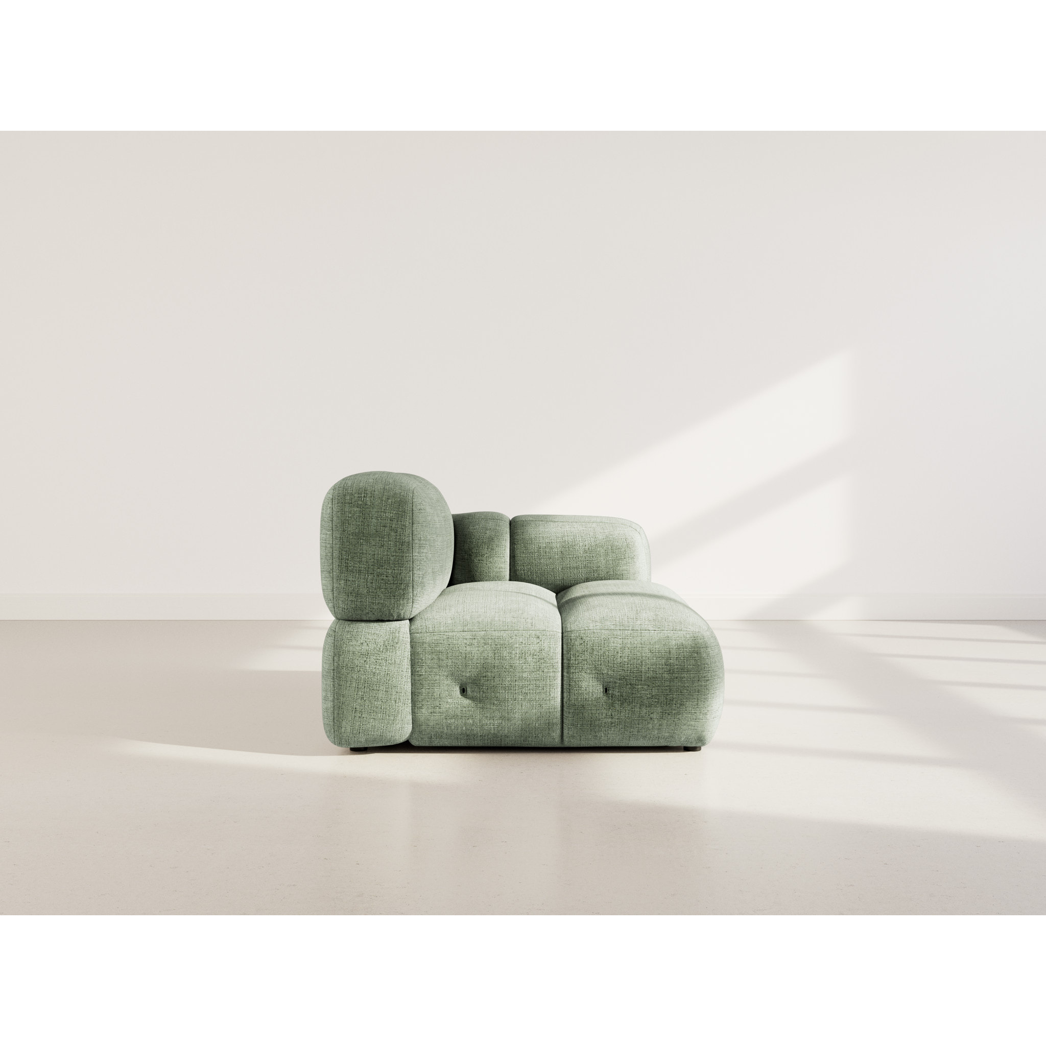 Grace - module d'assise droit en velours texturé - Vert sauge