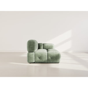 Grace - module d'assise droit en velours texturé - Vert sauge