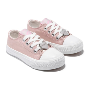 Zapatillas Lona Corazón Rosa