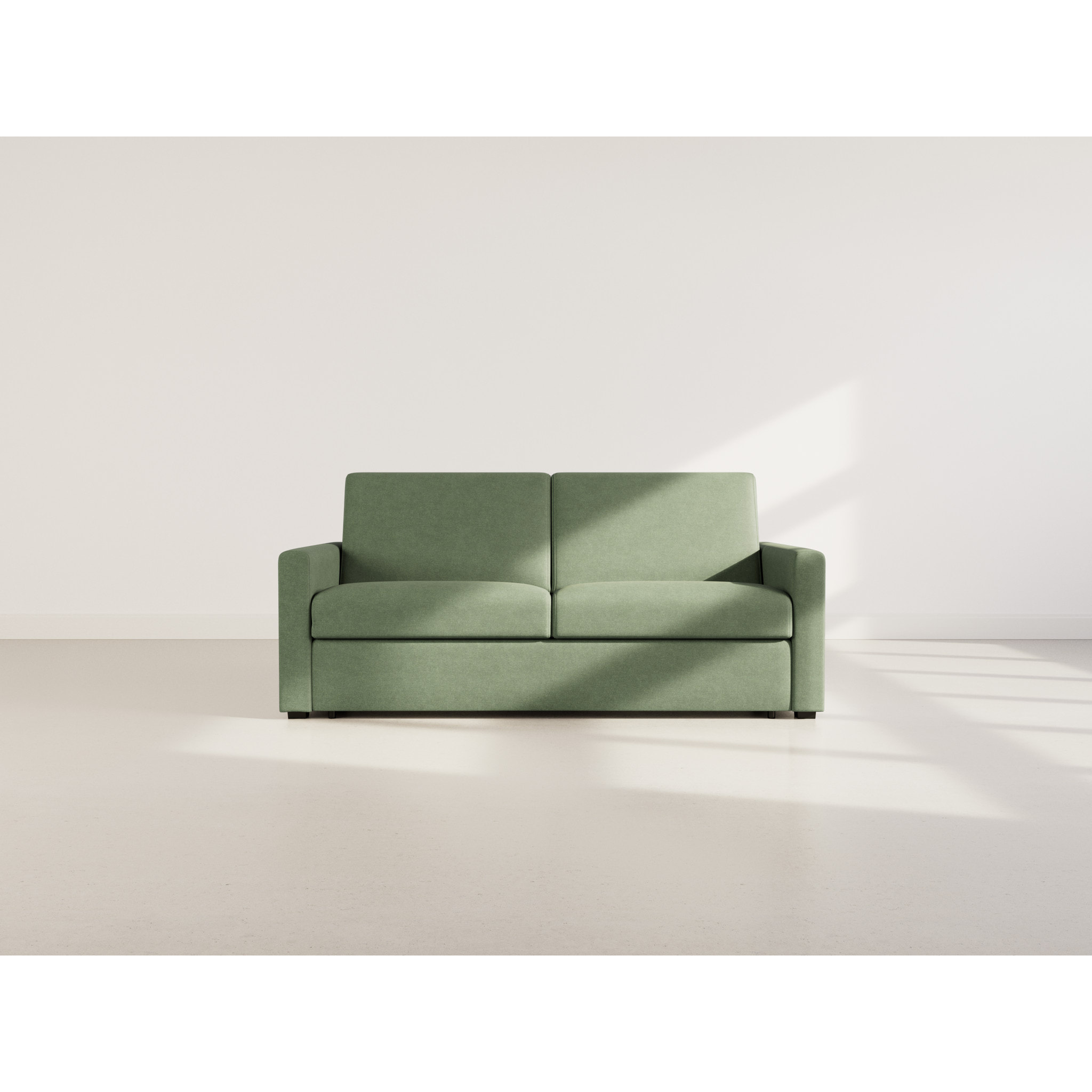 Julia - canapé lit 3 places convertible express couchage quotidien 140 cm matelas 14 cm en tissu - Vert