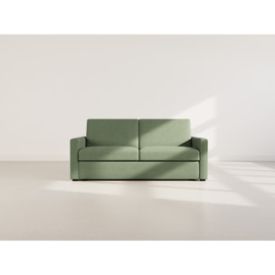 Julia - canapé lit 3 places convertible express couchage quotidien 140 cm matelas 14 cm en tissu - Vert